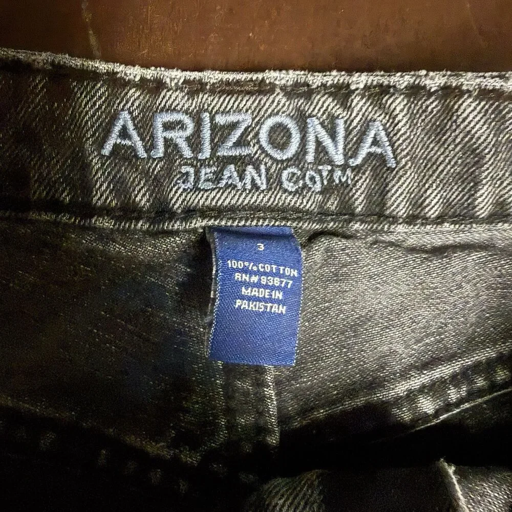 Arizona Jean Co Womens Size 5 Hi-Rise Distressed Black Denim Cutoff Shorts Sz 3